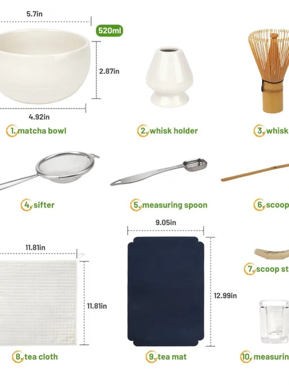 White Ceramic Matcha Tea Kit - Complete Set